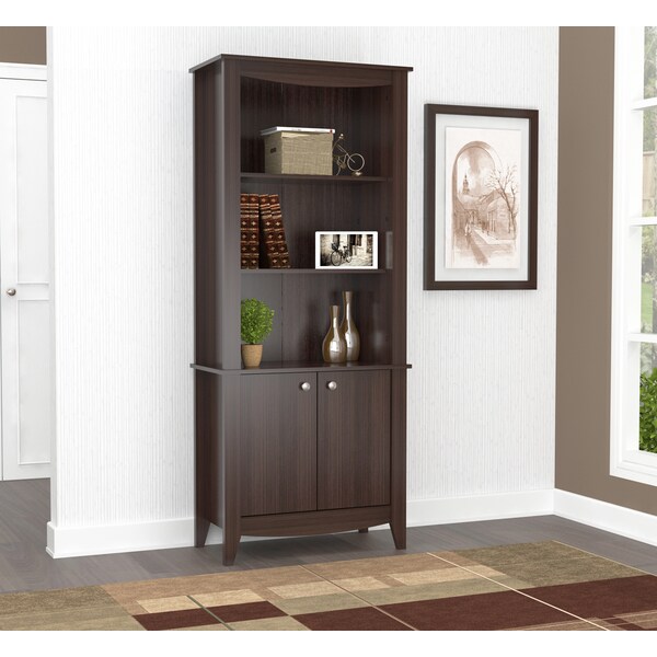 Wall Unit / Bookcase 70.87 in. H 5-shelf with 2 Doors in Espresso